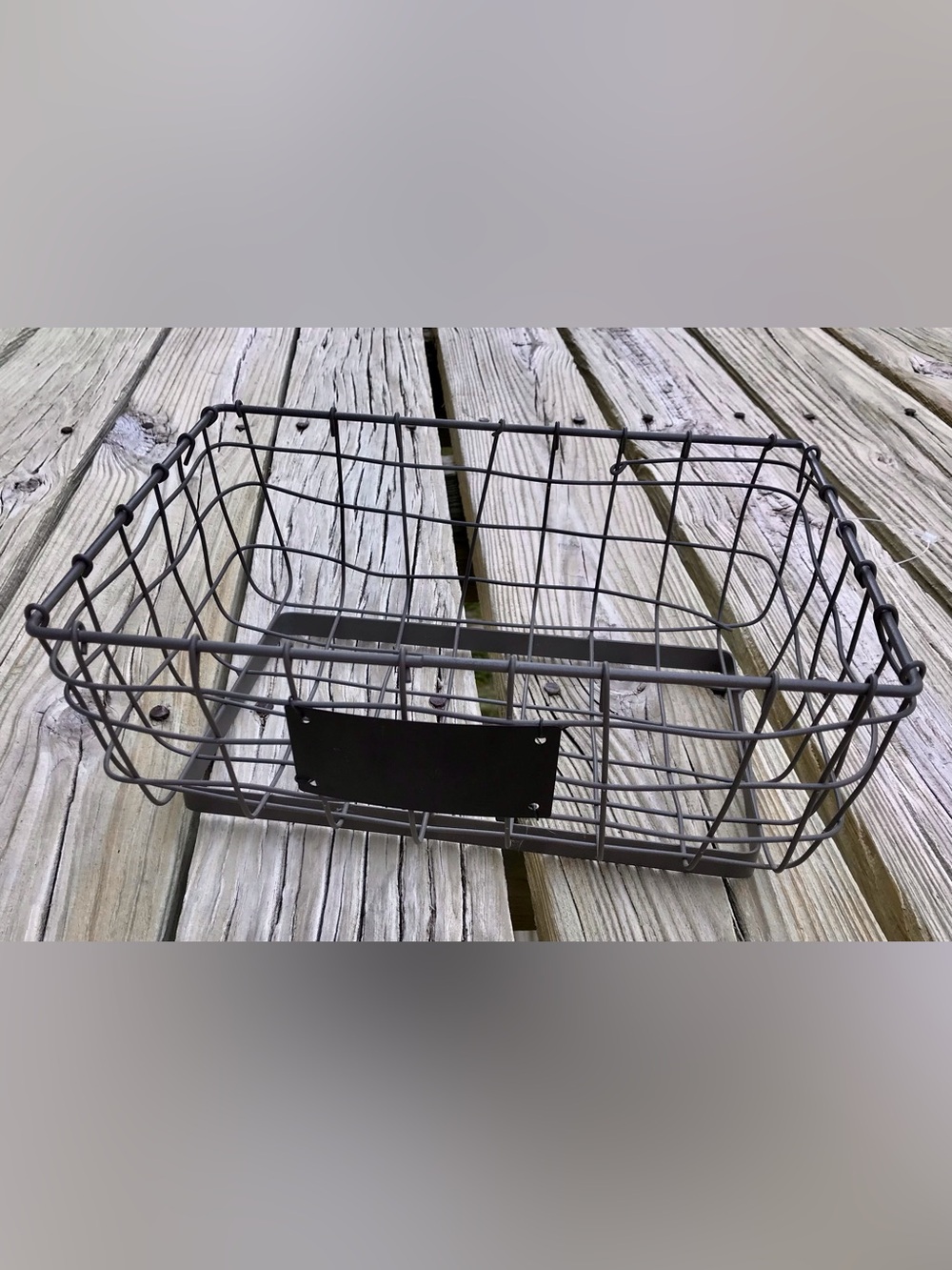 NEW No Tag TJ MAXX Metal Basket With DIY Label Laundry Room Bathroom Bike Basket